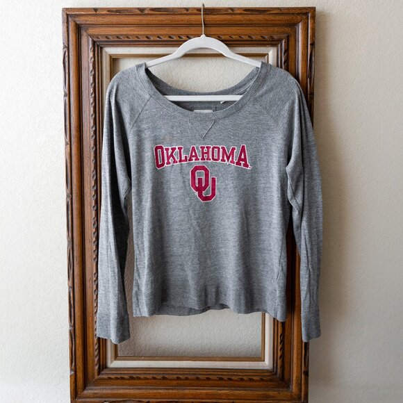 Original League Collegiate Wear Women Sz L Gray Red Oklahoma OU Boomer Sooner - Picture 1 of 6